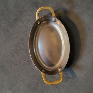 Martha Stewart Silver Oval Tray with Gold Handles